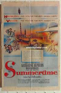 d320 SUMMERTIME one-sheet movie poster '55 Kate Hepburn, Rossano Brazzi