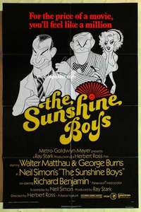 d315 SUNSHINE BOYS one-sheet movie poster '75 Matthau, Hirschfeld artwork!