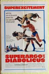 d312 SUPERARGO VS DIABOLICUS one-sheet movie poster '67 masked hero!