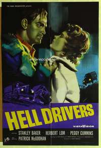 b394 HELL DRIVERS English one-sheet movie poster '57 sexy Peggy Cummins!