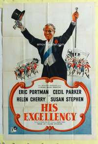 b399 HIS EXCELLENCY English one-sheet movie poster '52 Eric Portman