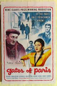 b338 GATES OF PARIS one-sheet movie poster '58 Rene Clair, Dany Carrel