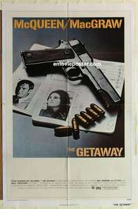 b344 GETAWAY one-sheet movie poster '72 Steve McQueen, Ali McGraw