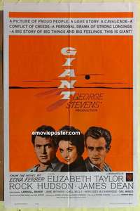 b347 GIANT one-sheet movie poster R63 James Dean, Liz Taylor, Rock Hudson