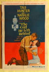 b350 GIRL HE LEFT BEHIND one-sheet movie poster '56 Hunter, Natalie Wood