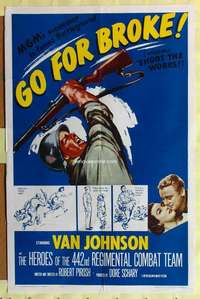 b352 GO FOR BROKE one-sheet movie poster R62 Van Johnson, World War II