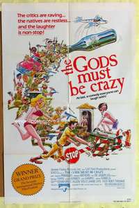 b355 GODS MUST BE CRAZY one-sheet movie poster '82 Jamie Uys comedy!