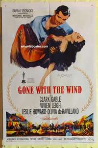 b357 GONE WITH THE WIND one-sheet movie poster R61 Clark Gable, Leigh