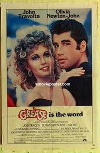 b363 GREASE one-sheet movie poster '78 John Travolta, Olivia Newton-John