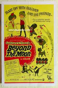 b373 GULLIVER'S TRAVELS BEYOND THE MOON one-sheet movie poster '66 anime!