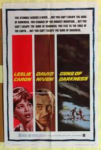 b374 GUNS OF DARKNESS one-sheet movie poster '62 Leslie Caron, David Niven