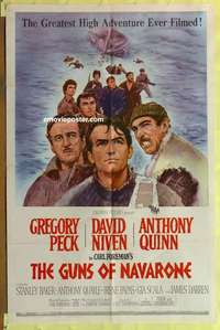 b375 GUNS OF NAVARONE one-sheet movie poster '61 Greg Peck, Niven, Quinn