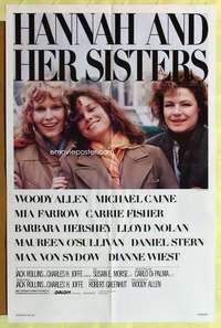 b384 HANNAH & HER SISTERS one-sheet movie poster '86 Woody Allen, Farrow