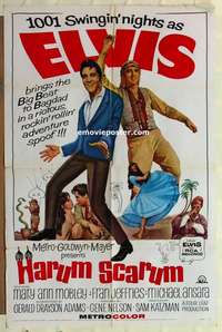 b390 HARUM SCARUM one-sheet movie poster '65 rockin' Elvis Presley!