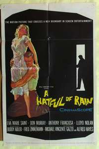 b391 HATFUL OF RAIN one-sheet movie poster '57 Saint, early drug classic!