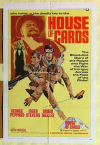 b403 HOUSE OF CARDS one-sheet movie poster '69 George Peppard, Welles