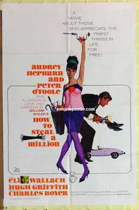 b406 HOW TO STEAL A MILLION one-sheet movie poster '66 Audrey Hepburn