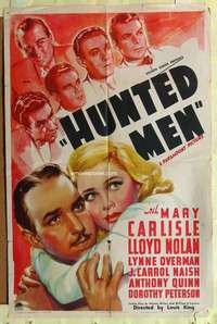 b409 HUNTED MEN one-sheet movie poster '38 Lloyd Nolan, Mary Carlisle