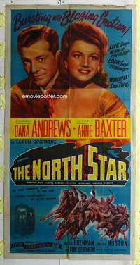 e449 NORTH STAR three-sheet movie poster R47 Anne Baxter, Dana Andrews