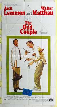 e451 ODD COUPLE three-sheet movie poster '68 Walter Matthau, Jack Lemmon