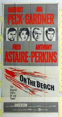 e454 ON THE BEACH three-sheet movie poster '59 Greg Peck, Ava Gardner