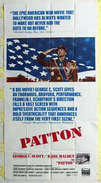 e458 PATTON three-sheet movie poster '70 George C. Scott military classic!