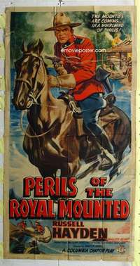 e462 PERILS OF THE ROYAL MOUNTED three-sheet movie poster '42 Mounties, serial