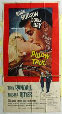 e464 PILLOW TALK three-sheet movie poster '59 Rock Hudson, Doris Day