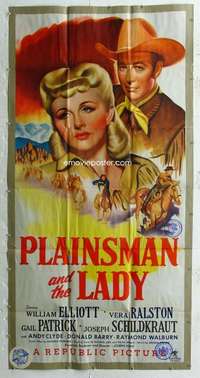 e467 PLAINSMAN & THE LADY three-sheet movie poster '46 Wild Bill Elliott