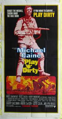 e469 PLAY DIRTY int'l three-sheet movie poster '69 Michael Caine, Davenport