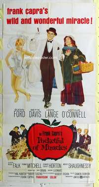 e471 POCKETFUL OF MIRACLES three-sheet movie poster '62 Frank Capra, Ford