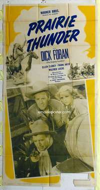 e476 PRAIRIE THUNDER three-sheet movie poster R43 Dick Foran, Ellen Clancy