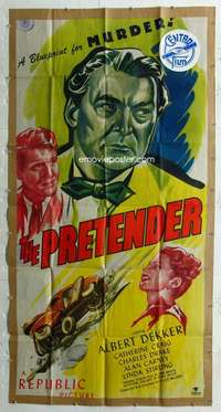 e478 PRETENDER three-sheet movie poster '47 Albert Dekker, film noir!