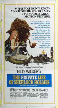 e480 PRIVATE LIFE OF SHERLOCK HOLMES three-sheet movie poster '71 Wilder