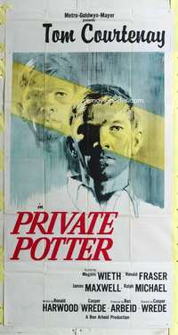 e481 PRIVATE POTTER three-sheet movie poster '62 Tom Courtenay, English!