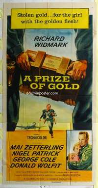 e485 PRIZE OF GOLD three-sheet movie poster '55 Richard Widmark, Zetterling