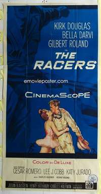 e488 RACERS three-sheet movie poster '55 Kirk Douglas, car racing!