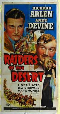 e490 RAIDERS OF THE DESERT three-sheet movie poster '41 Richard Arlen, Devine