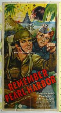 e494 REMEMBER PEARL HARBOR three-sheet movie poster '42 Red Barry, WWII