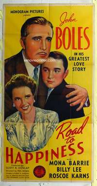 e498 ROAD TO HAPPINESS three-sheet movie poster '42 John Boles, Barrie