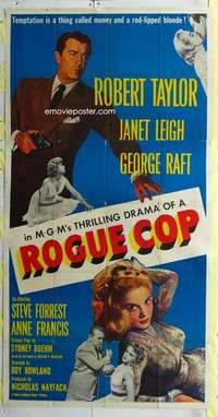 e499 ROGUE COP three-sheet movie poster '54 Robert Taylor, sexy Janet Leigh!