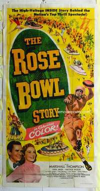 e502 ROSE BOWL STORY three-sheet movie poster '52 Vera Miles, football!