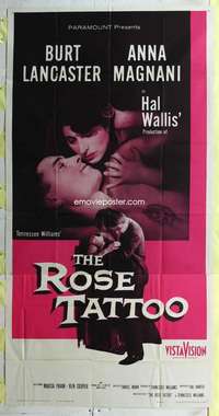 e503 ROSE TATTOO three-sheet movie poster '55 Burt Lancaster, Anna Magnani