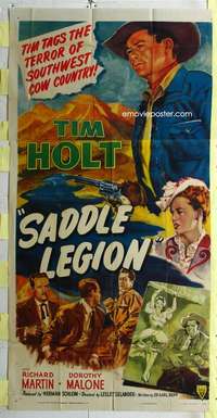 e506 SADDLE LEGION three-sheet movie poster '51 Tim Holt, Dorothy Malone