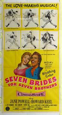 e516 SEVEN BRIDES FOR SEVEN BROTHERS three-sheet movie poster '54 Powell, Keel