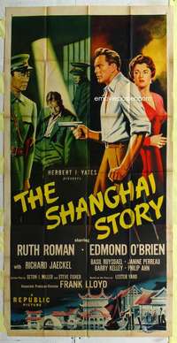 e520 SHANGHAI STORY three-sheet movie poster '54 Ruth Roman, Edmond O'Brien