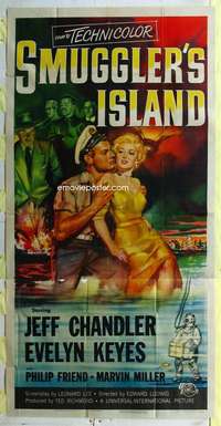 e527 SMUGGLER'S ISLAND three-sheet movie poster '51 sexy Evelyn Keyes!