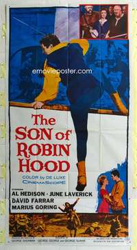 e530 SON OF ROBIN HOOD three-sheet movie poster '59 Al Hedison