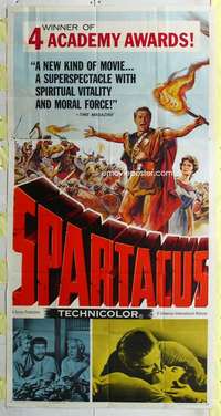 e533 SPARTACUS three-sheet movie poster '61 Stanley Kubrick, Kirk Douglas