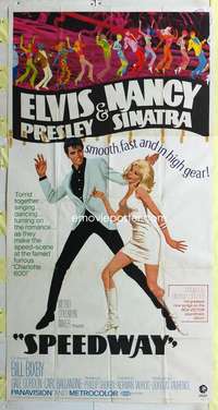 e534 SPEEDWAY three-sheet movie poster '68 Elvis Presley, Nancy Sinatra